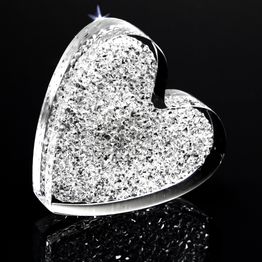Decorative magnet 'Glitter Heart' holds approx. 450 g, made of acrylic glass, with Swarovski crystals