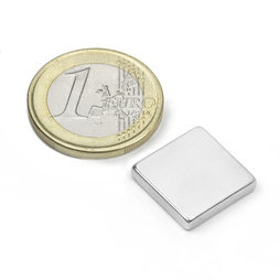 Q-15-15-03-N, Block magnet 15 x 15 x 3 mm, neodymium, N45, nickel-plated