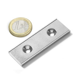 CSR-60-20-04-N, Channel magnet 60 x 20 x 4 mm, with counterbore, in U-shaped steel profile