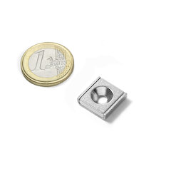 CSR-15-15-04-N, Channel magnet 15 x 15 x 4 mm, with counterbore, in U-shaped steel profile