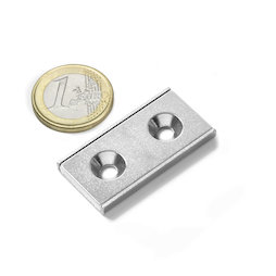CSR-40-20-04-N, Channel magnet 40 x 20 x 4 mm, with counterbore, in U-shaped steel profile