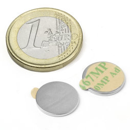 S-13-01-STIC, Disc magnet self-adhesive Ø 13 mm, height 1 mm, neodymium, N35, nickel-plated