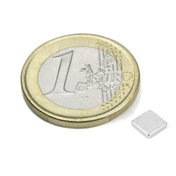 Q-CDM48-N, Block magnet 5 x 5 x 1 mm, neodymium, N48, nickel-plated