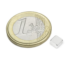 Q-05-05-03-N52N, Block magnet 5 x 5 x 3 mm, neodymium, N52, nickel-plated