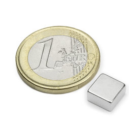 Q-08-08-04-N, Block magnet 8 x 8 x 4 mm, neodymium, N45, nickel-plated