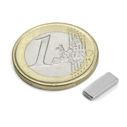Q-10-04-1.5-N, Block magnet 10 x 4 x 1,5 mm, neodymium, N50, nickel-plated