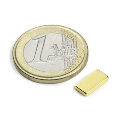 Q-10-05-1.5-G, Block magnet 10 x 5 x 1,5 mm, neodymium, N50, gold-plated