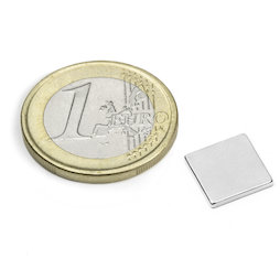 Q-10-10-1.2-N52N, Block magnet 10 x 10 x 1,2 mm, neodymium, N52, nickel-plated