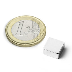 Q-10-10-03-N, Block magnet 10 x 10 x 3 mm, neodymium, N42, nickel-plated