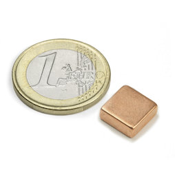 Q-10-10-04-K, Block magnet 10 x 10 x 4 mm, neodymium, N40, copper-plated