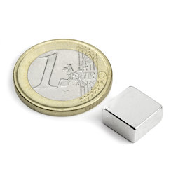 Q-10-10-05-N, Block magnet 10 x 10 x 5 mm, neodymium, N42, nickel-plated