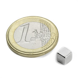W-05-N, Cube magnet 5 mm, neodymium, N42, nickel-plated