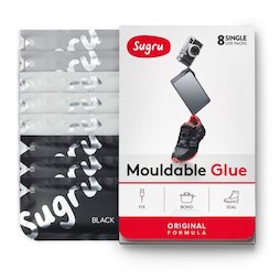 SUG-08/mixed3, Sugru Set of 8, mouldable glue, 3x black, 3x white, 2x grey, packages of 5 g each