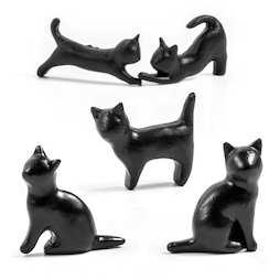 LIV-138, Black cats, fridge magnets in cat shape, set of 5