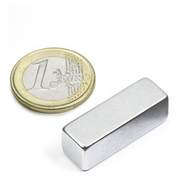 Q-30-10-10-Z, Block magnet 30 x 10 x 10 mm, neodymium, N40, zinc-plated