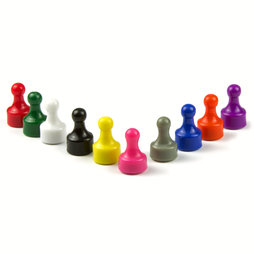 M-PIN, Magnetic pins 'Players', bulletin board magnets in the shape of a pawn in a game, set of 10, in different colours
